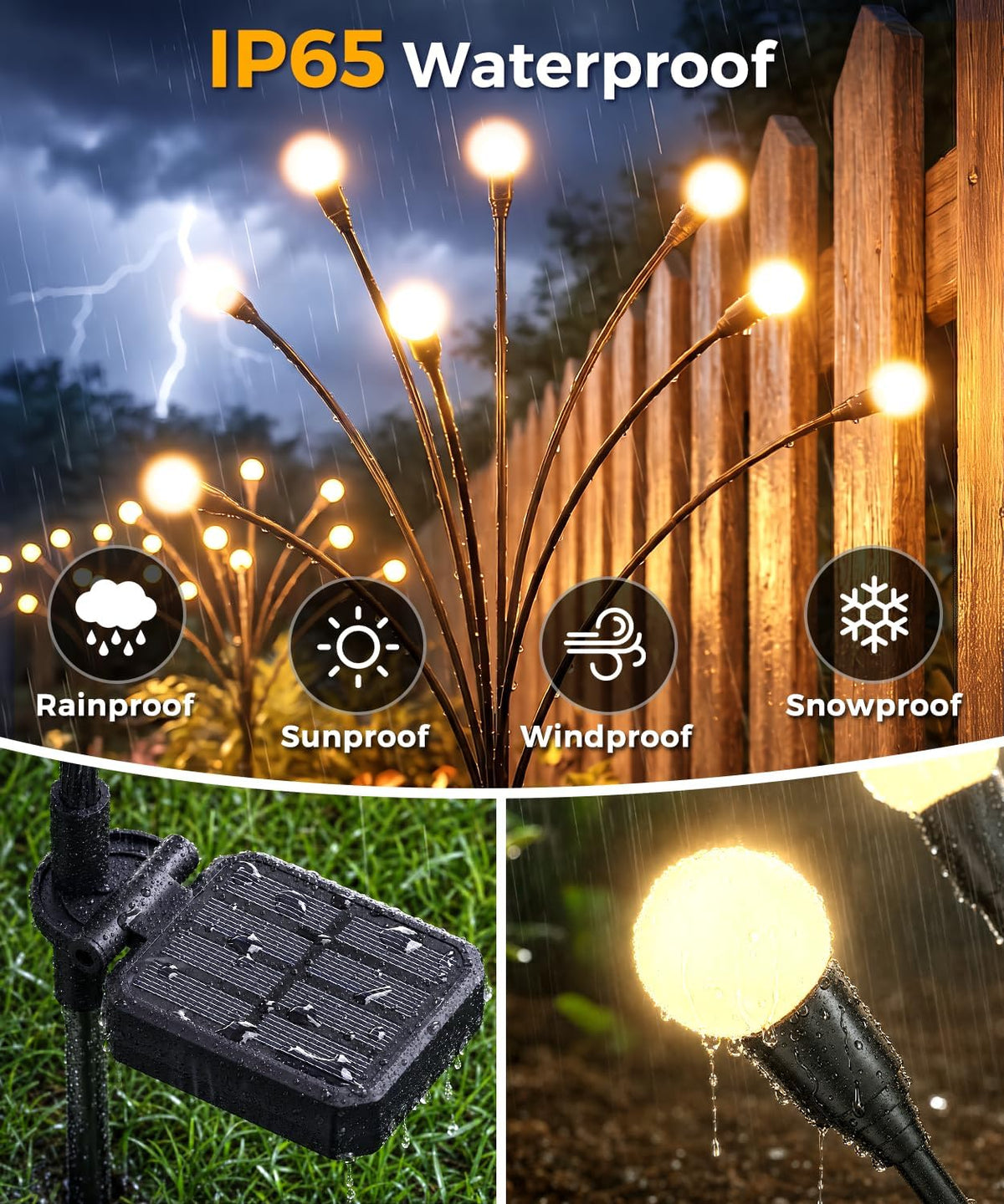 Cnuoky Paquete de 2 luces solares de jardín de 16 LED, luces solare...