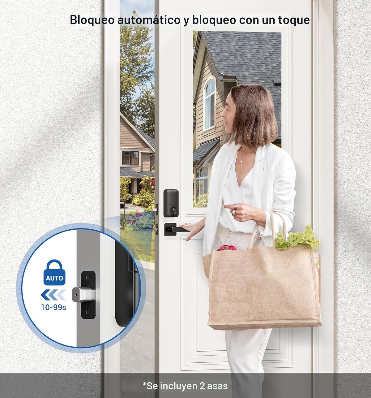Veise KS02D Cerradura de cerrojo de huellas dactilares con mango, b...
