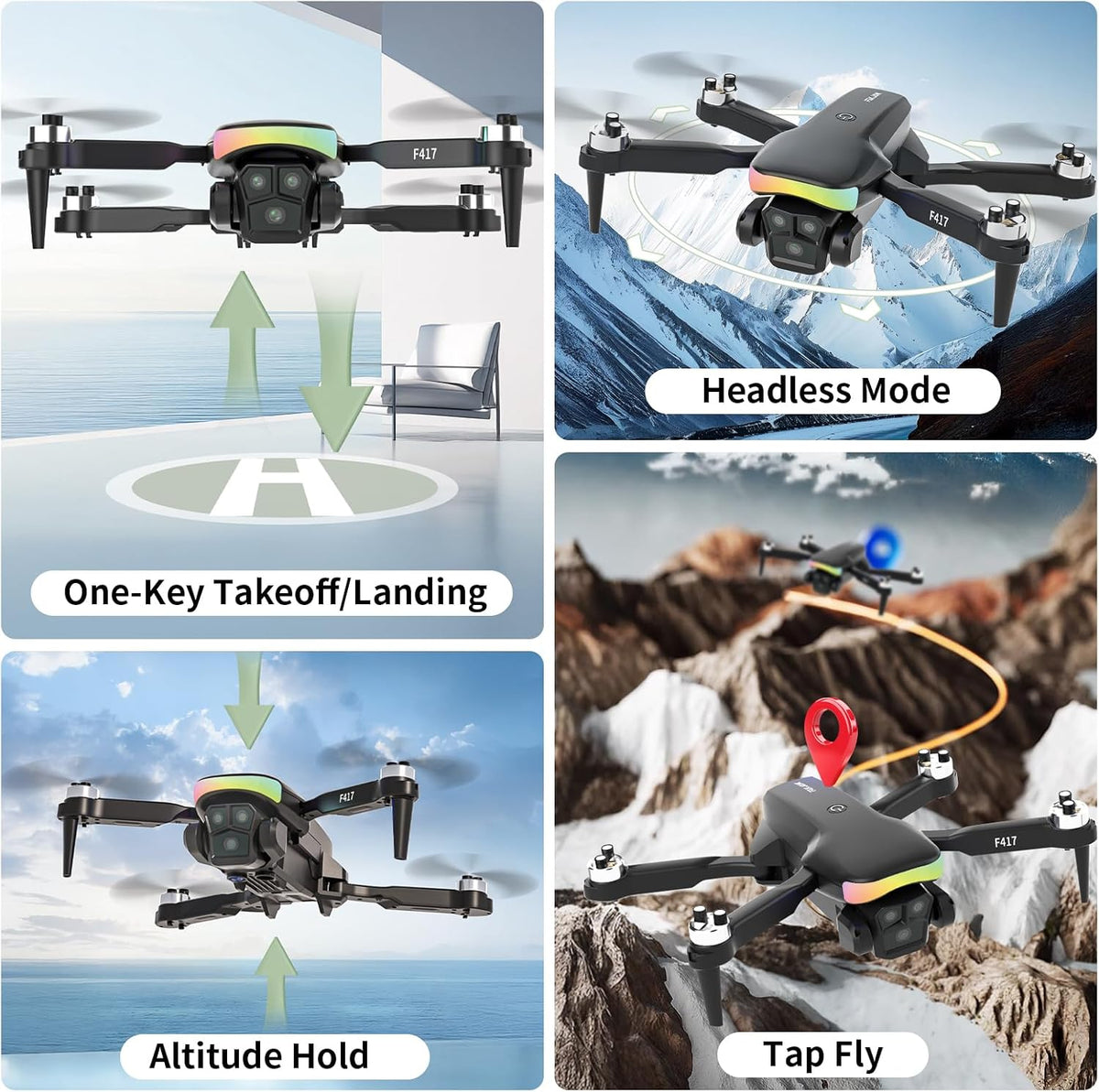 Mini dron con cámara 1080P para adultos y principiantes, cuadricópt...