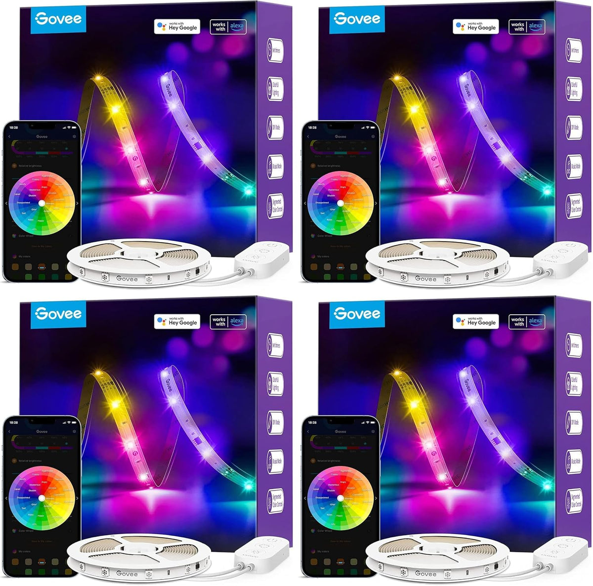 Govee RGBIC - Tira de luz LED Alexa de 16.4 pies, luces LED intelig...
