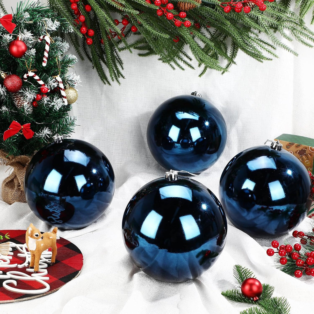Zubebe 4 piezas de adornos de bola de Navidad extra grandes de 8...