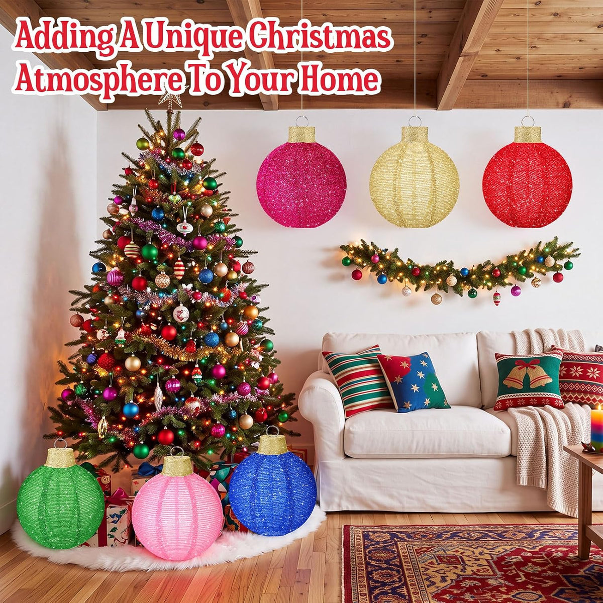 6 bolas de Navidad grandes de 12 pulgadas, adornos emergentes, purp...