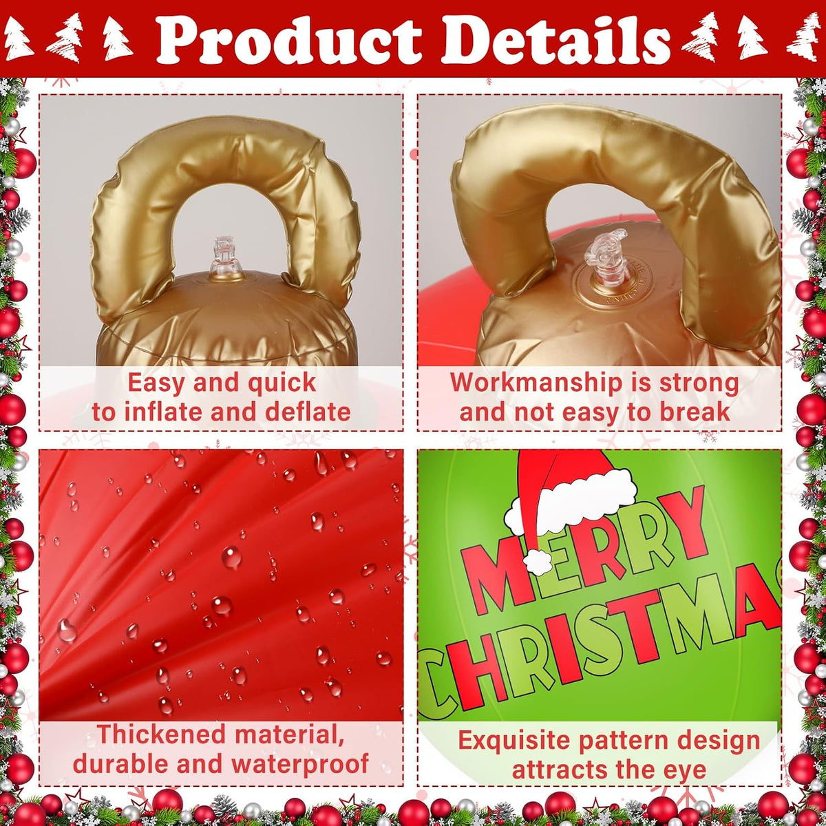 Jetec 2 adornos inflables de Navidad de 32 pulgadas, rojo, verde, b...