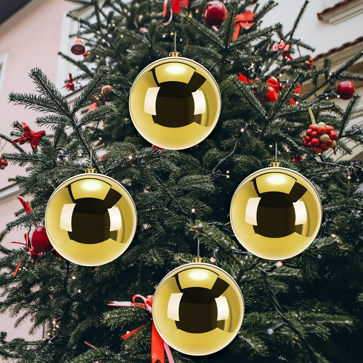 Zubebe 4 piezas Adornos de bola de Navidad extra grandes de 8"...