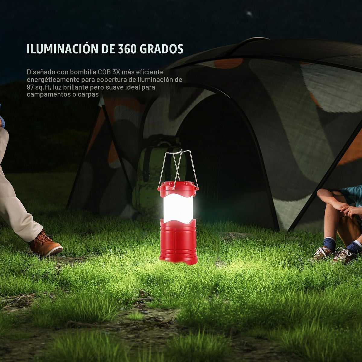 Lichamp Linterna LED de camping, paquete de 4 linternas alimentadas...