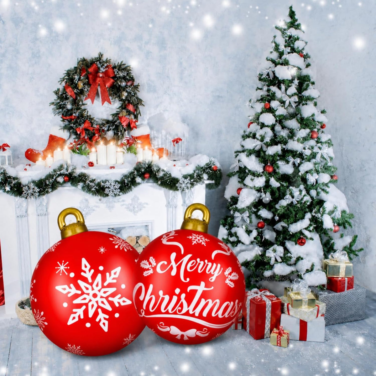 Jetec - Juego de 2 esferas inflables gigantes de Navidad de 32 pulg...