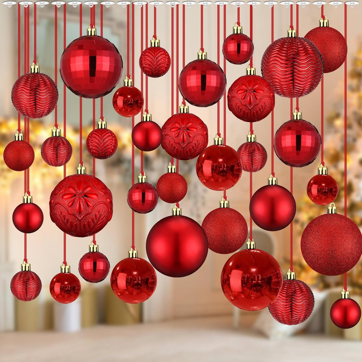 Relaxgiant - 36 bolas de Navidad para techo, color rojo | Tamaños s...