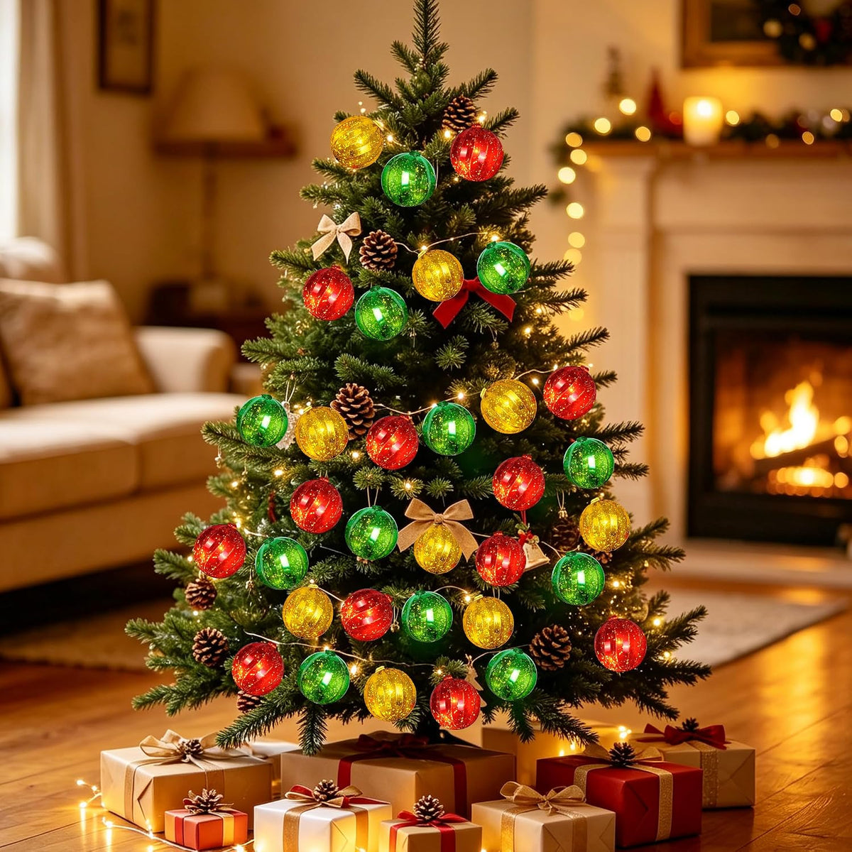Tira de luces de bolas de Navidad de 20 pies, 30 LED, funciona con...