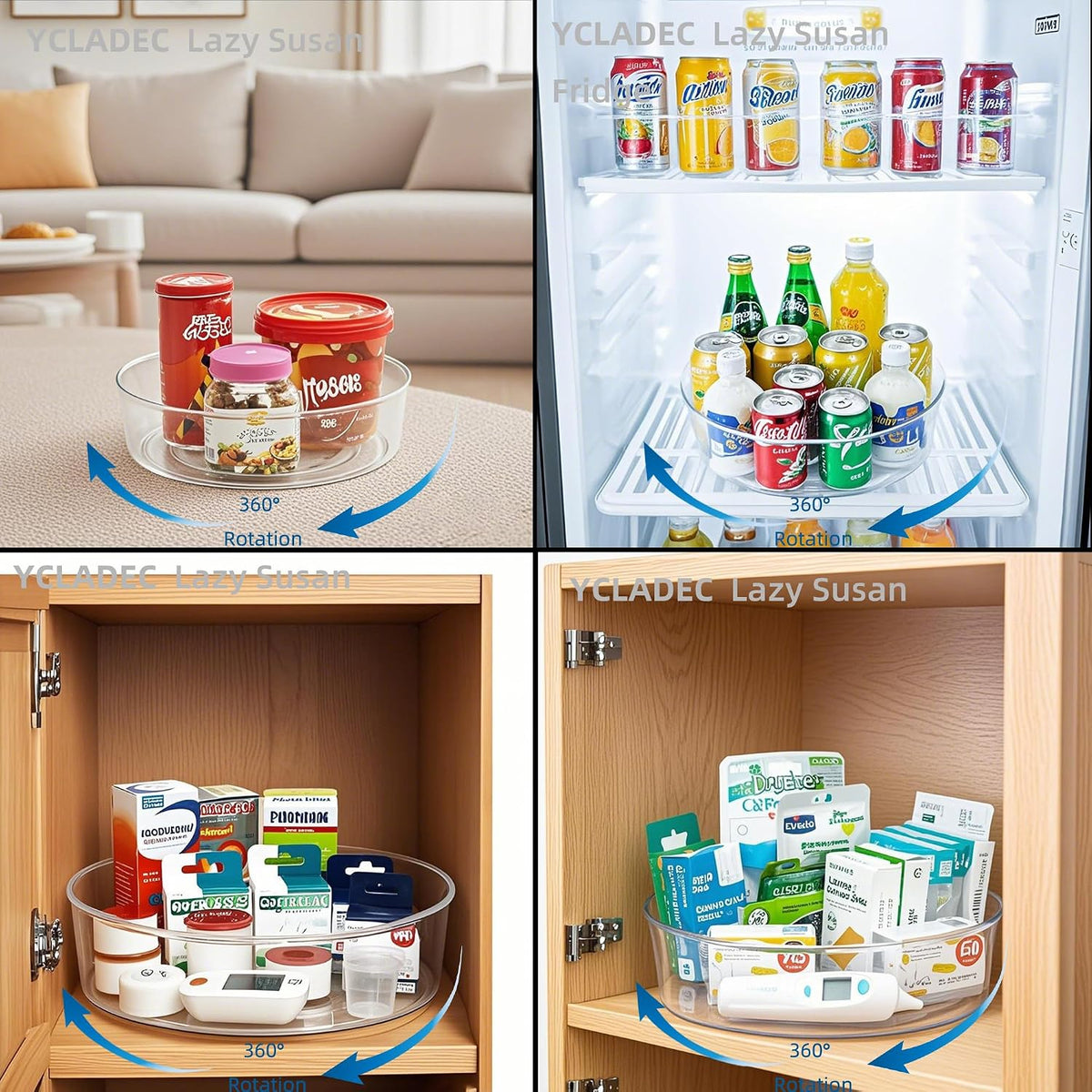 YCLADEC Paquete de 6 Lazy Susan Organizador Giratorio de 11.5 Pulga...