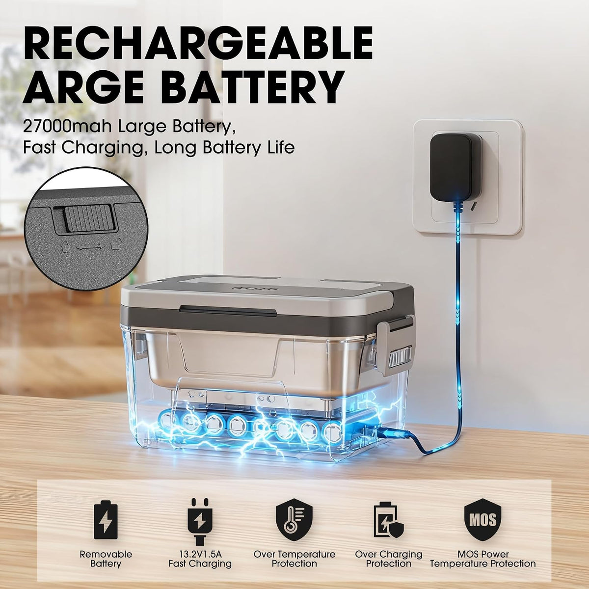 Herrfilk Fiambrera eléctrica inalámbrica para adultos con control d...
