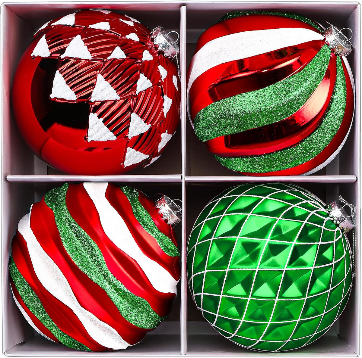 Alupssuc - Bolas de Navidad grandes de 6 pulgadas, 4 unidades, colo...