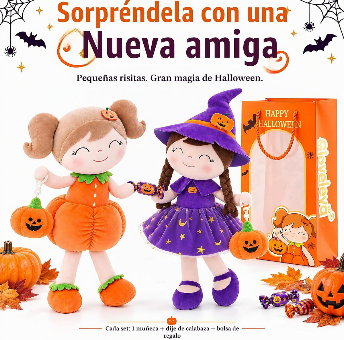 Gloveleya - Muñeca de bebé de Halloween, regalo para niñas, muñecas...