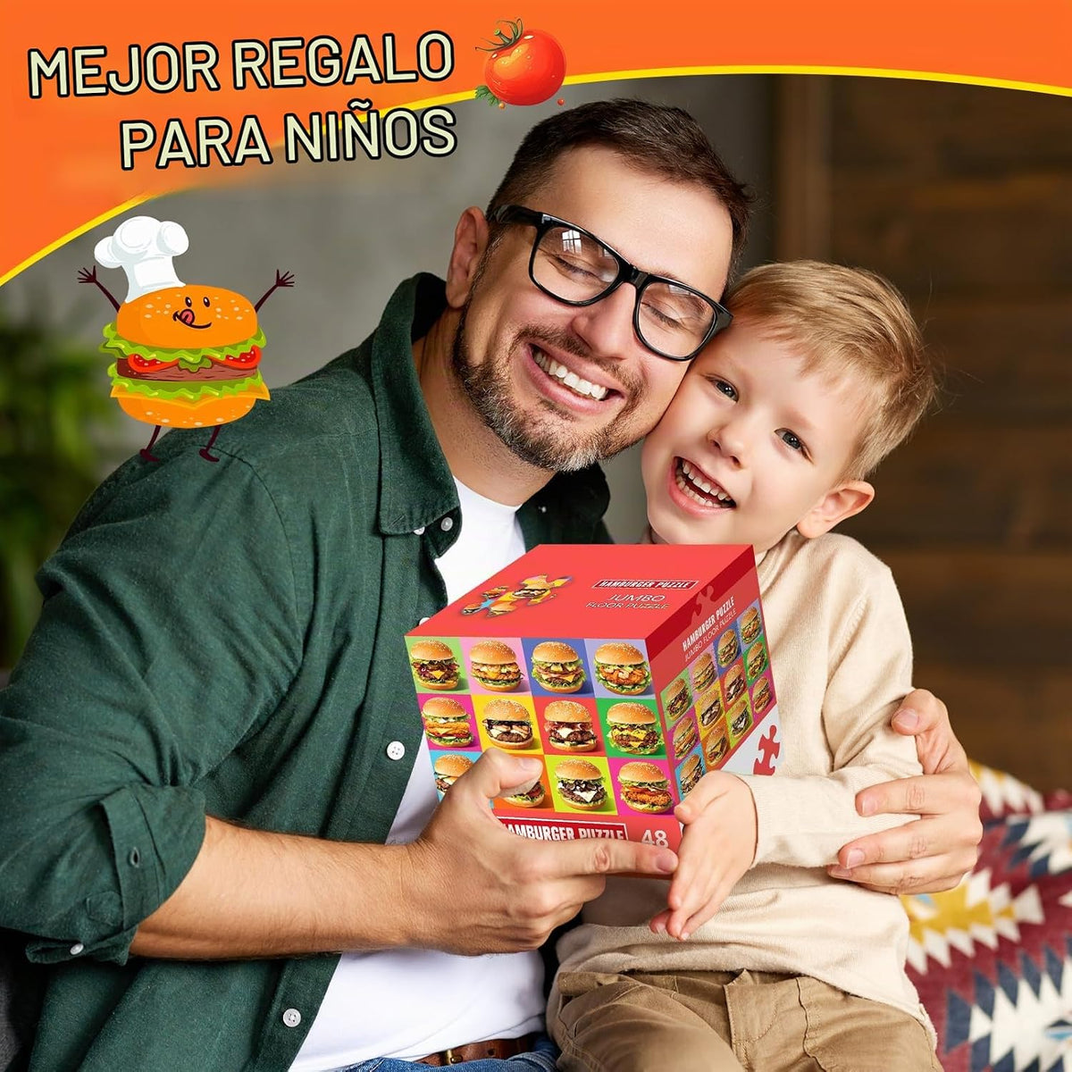 Rompecabezas de piso jumbo para niños, rompecabezas de hamburguesa...