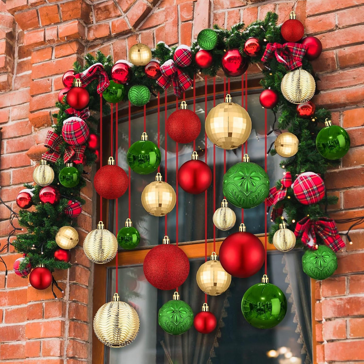 Relaxgiant - 36 bolas de Navidad para techo, rojo, verde, dorado |...