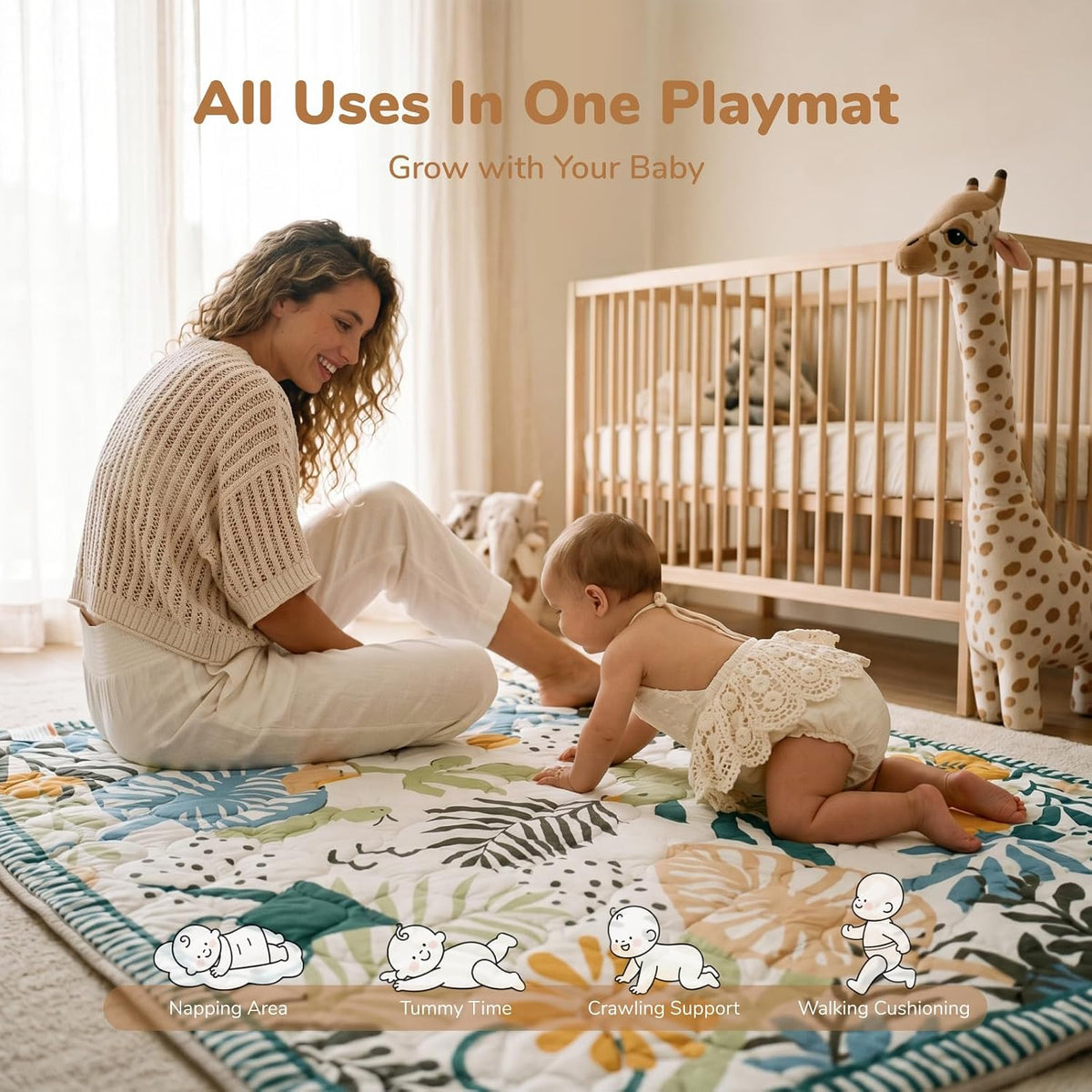 Momcozy Alfombra de juego para bebé para piso, 59 x 71 pulgadas alf...