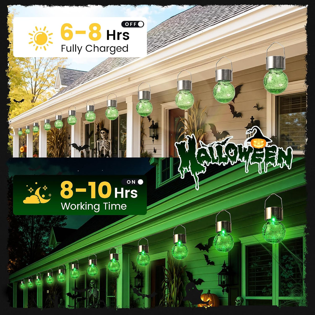 GIGALUMI Luces solares de Halloween Linternas solares colgantes al...