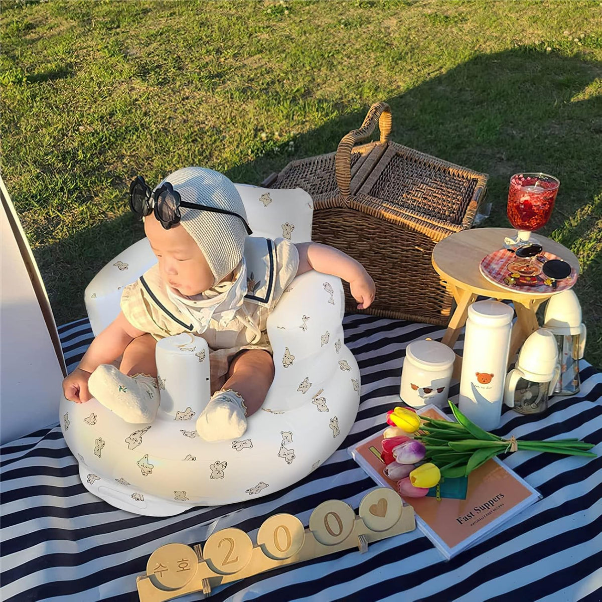 EKEPE Asiento inflable para bebé para bebés de 3 meses en adelante,...