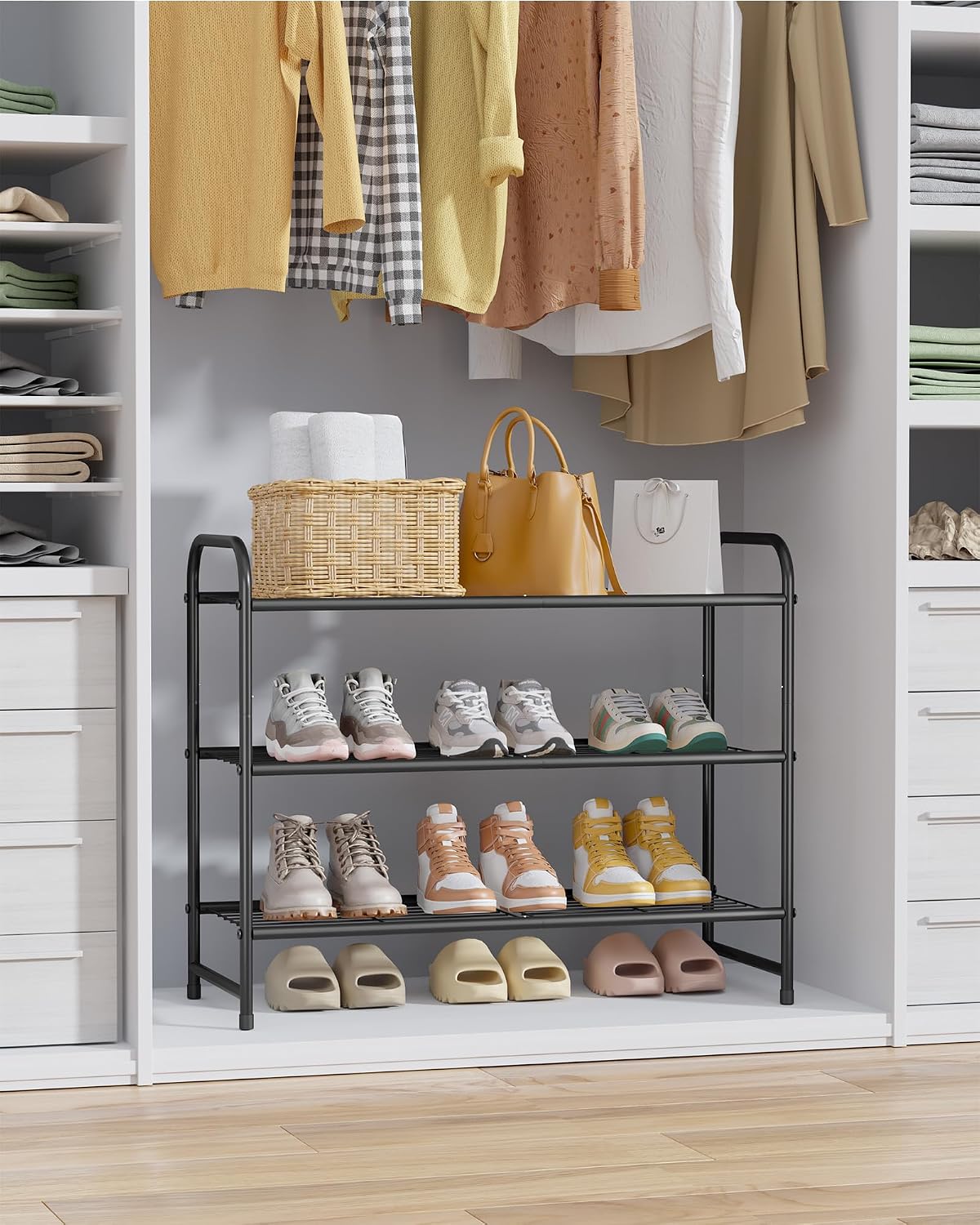 Kitsure Organizador de zapatos de acero inoxidable, 25.6 pulgadas d...