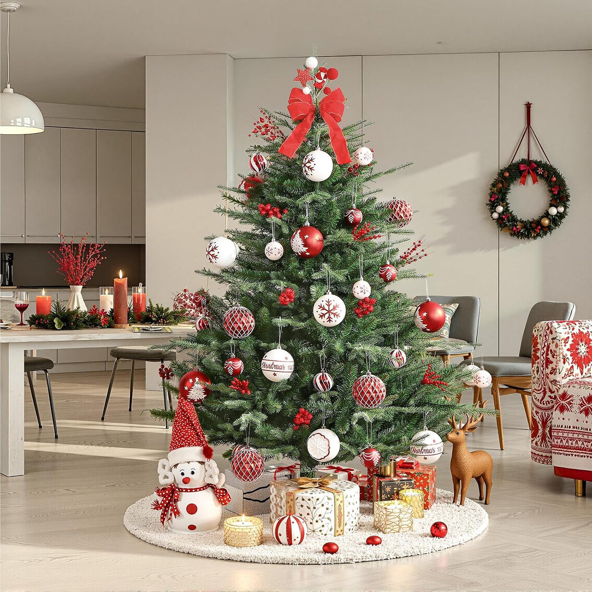 SHareconn - 9 bolas de Navidad grandes de 100mm, color rojo y blanc...