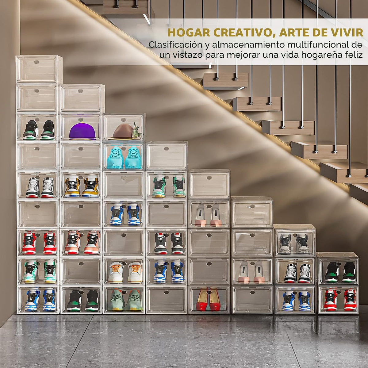 Paquete de 12 organizadores de zapatos, cajas de almacenamiento api...