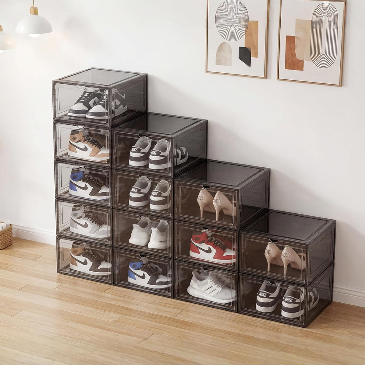 Pinkpum Caja de almacenamiento de zapatos dura mejorada, paquete de...