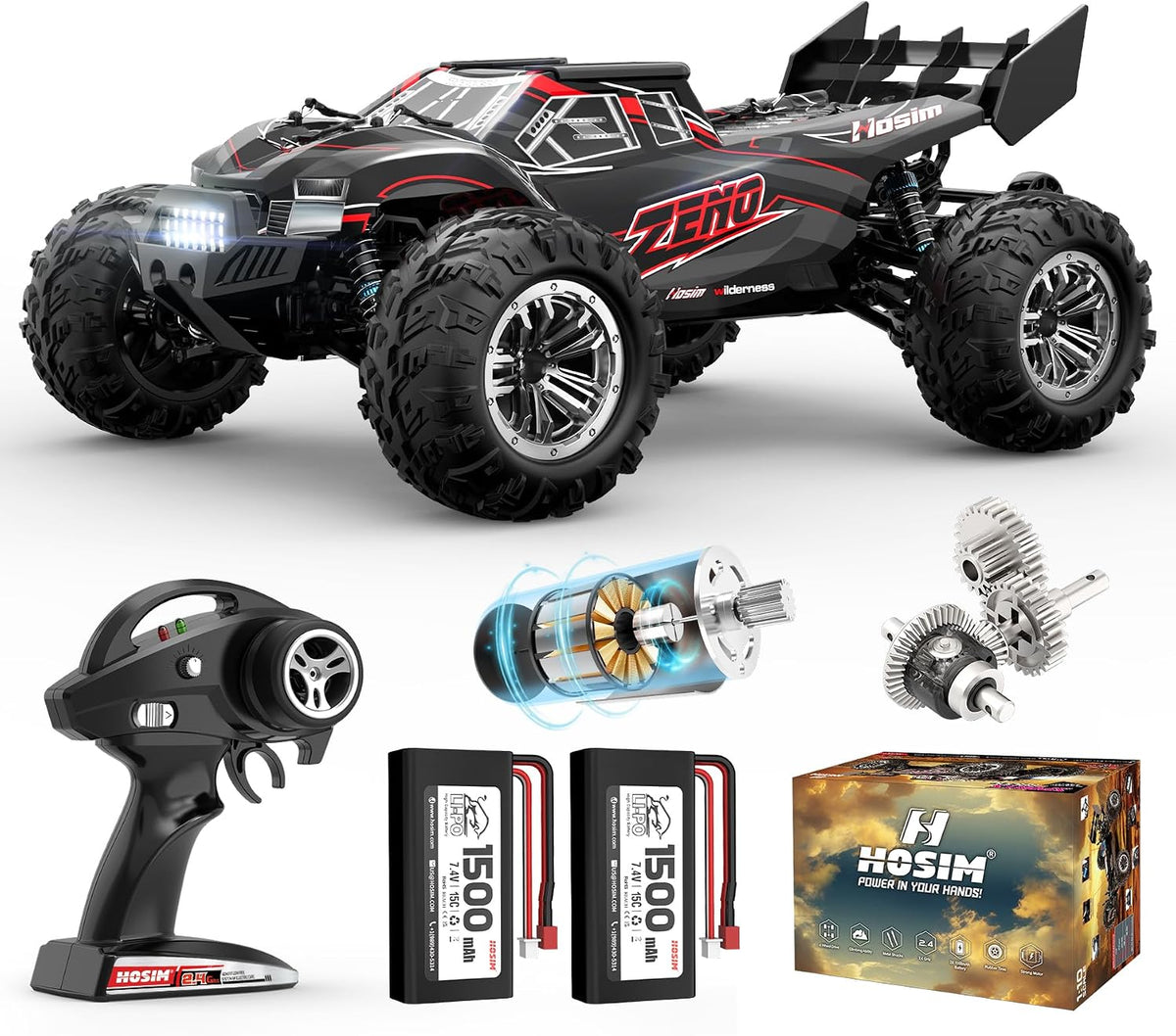Hosim Coche RC 1\/10 para adultos y niños de 48+KMH, auto eléctrico...
