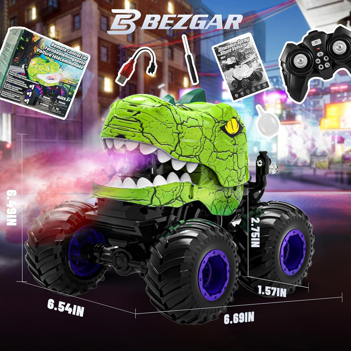 BEZGAR Monster Truck Toys - Camión monstruo de control remoto con r...