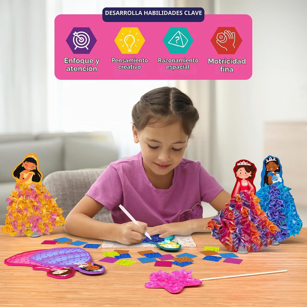 Skillmatics Poke-in Art Princesas mágicas, kit de manualidades de m...