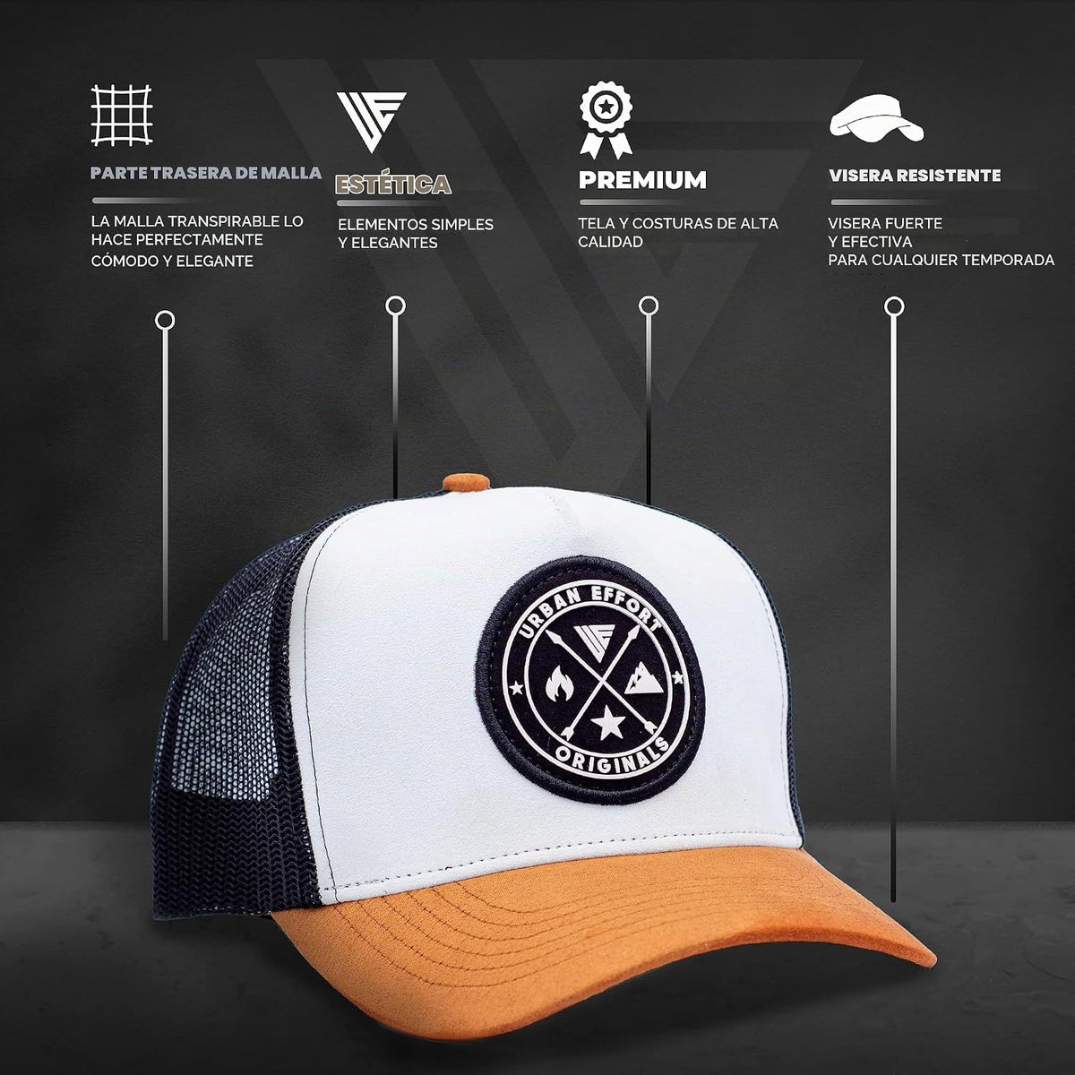 Urban Effort Trucker Hat para hombre – Gorra de béisbol con parte t...