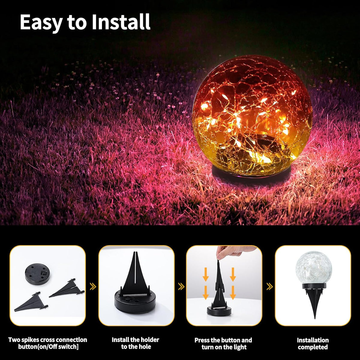 JKIMK Luces solares de globo para exteriores, impermeables, bolas s...