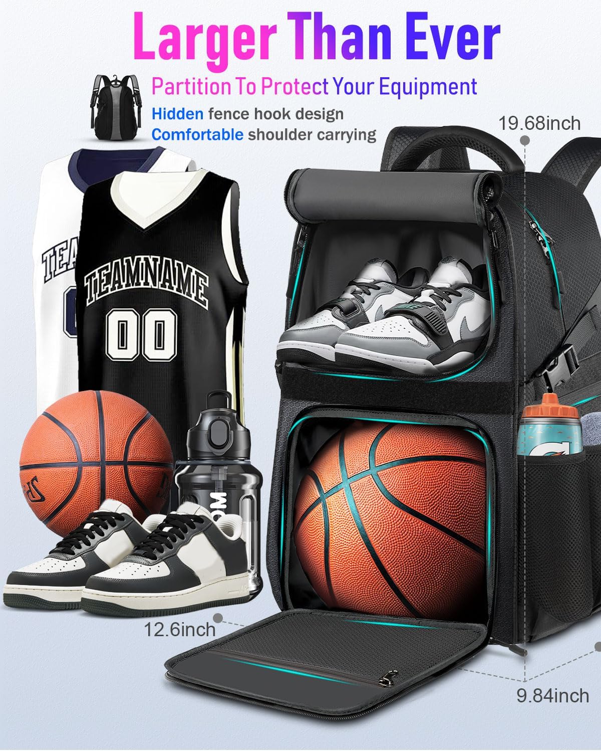 LOINTET - Mochila de baloncesto con compartimento para pelotas y za...