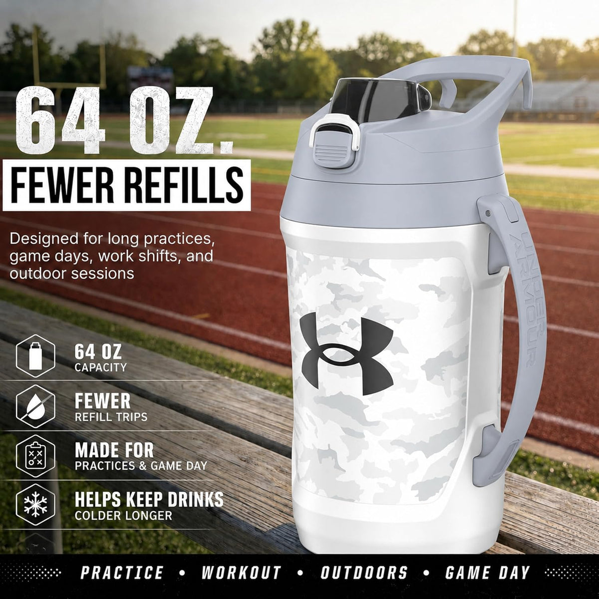 Under Armour Botella de agua aislada con asa y gancho para cerca, j...