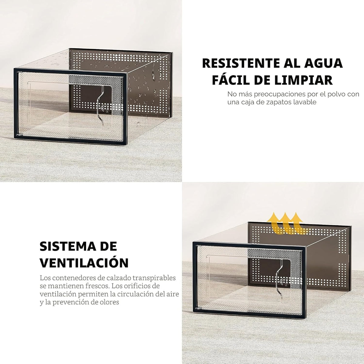 SEE SPRING Caja de zapatos de plástico moderna negra extragrande, p...