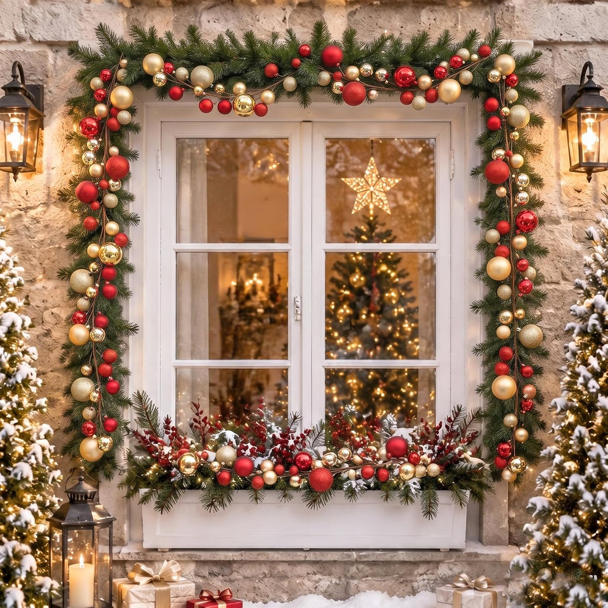 Yuxung 2 guirnaldas de bolas de Navidad de 6 pies, adornos de bolas...