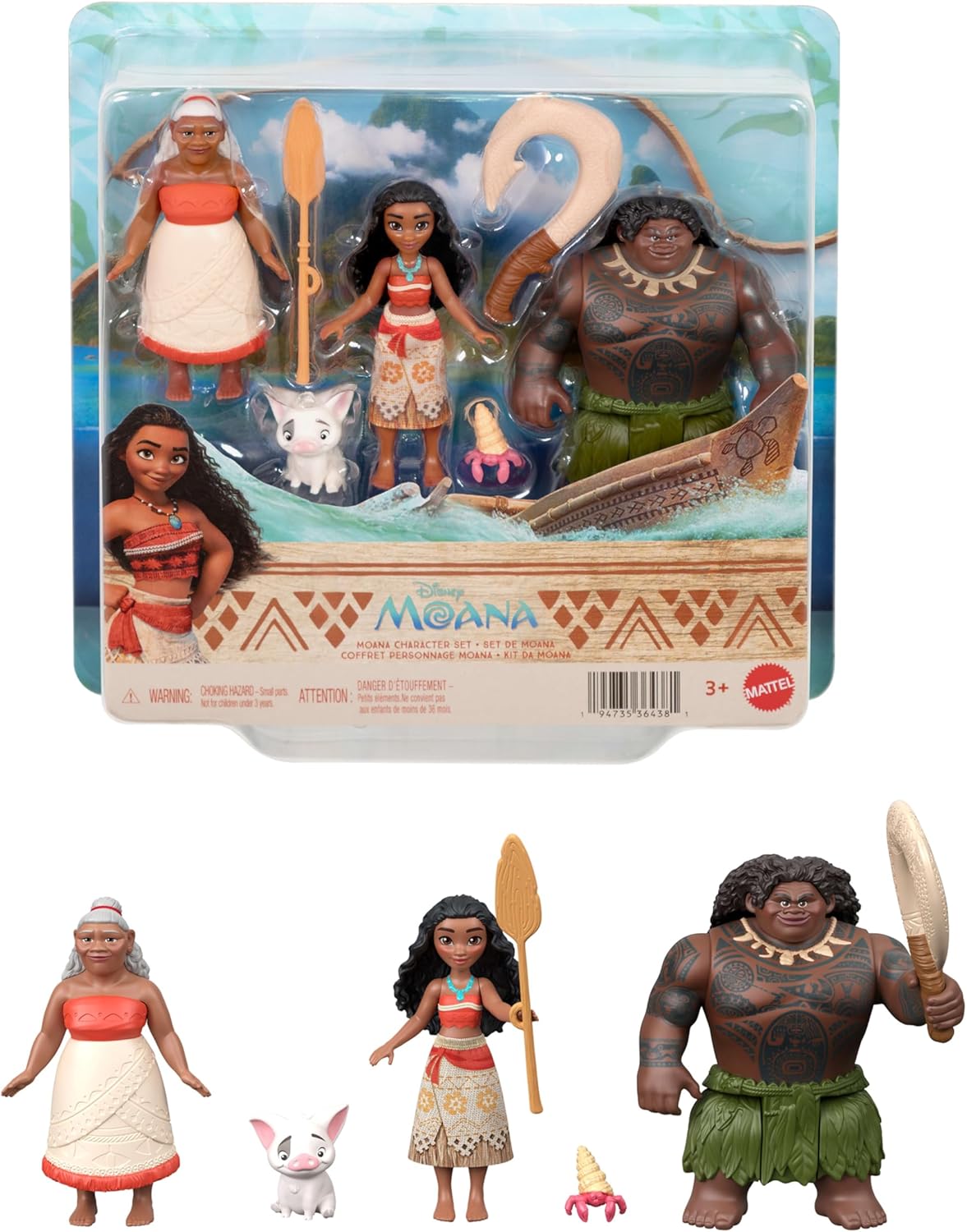Mattel Disney Moana - Juego de 3 muñecas pequeñas y accesorios | La...