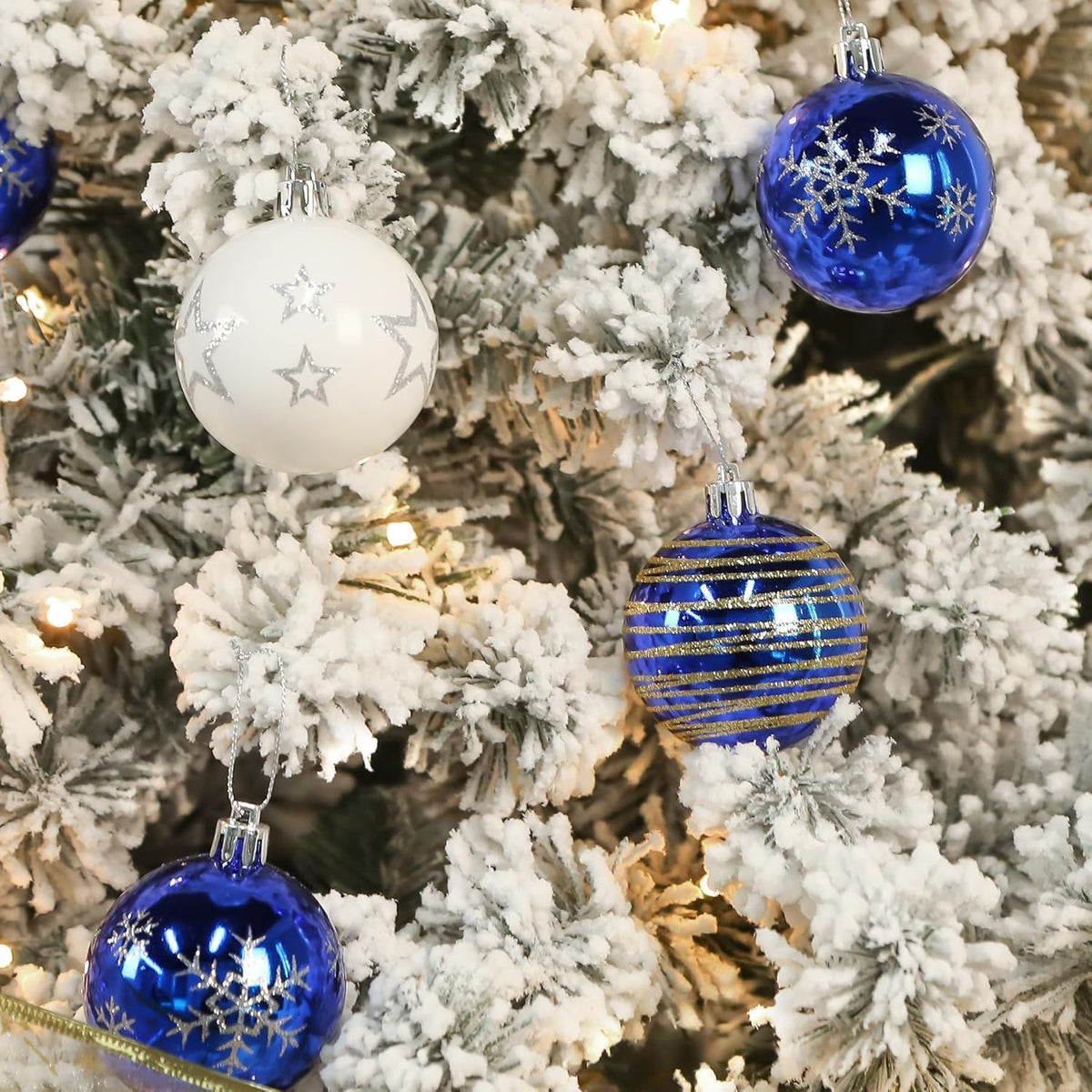 SHareconn 30 bolas de árbol de Navidad de 2.36 pulgadas, adornos az...