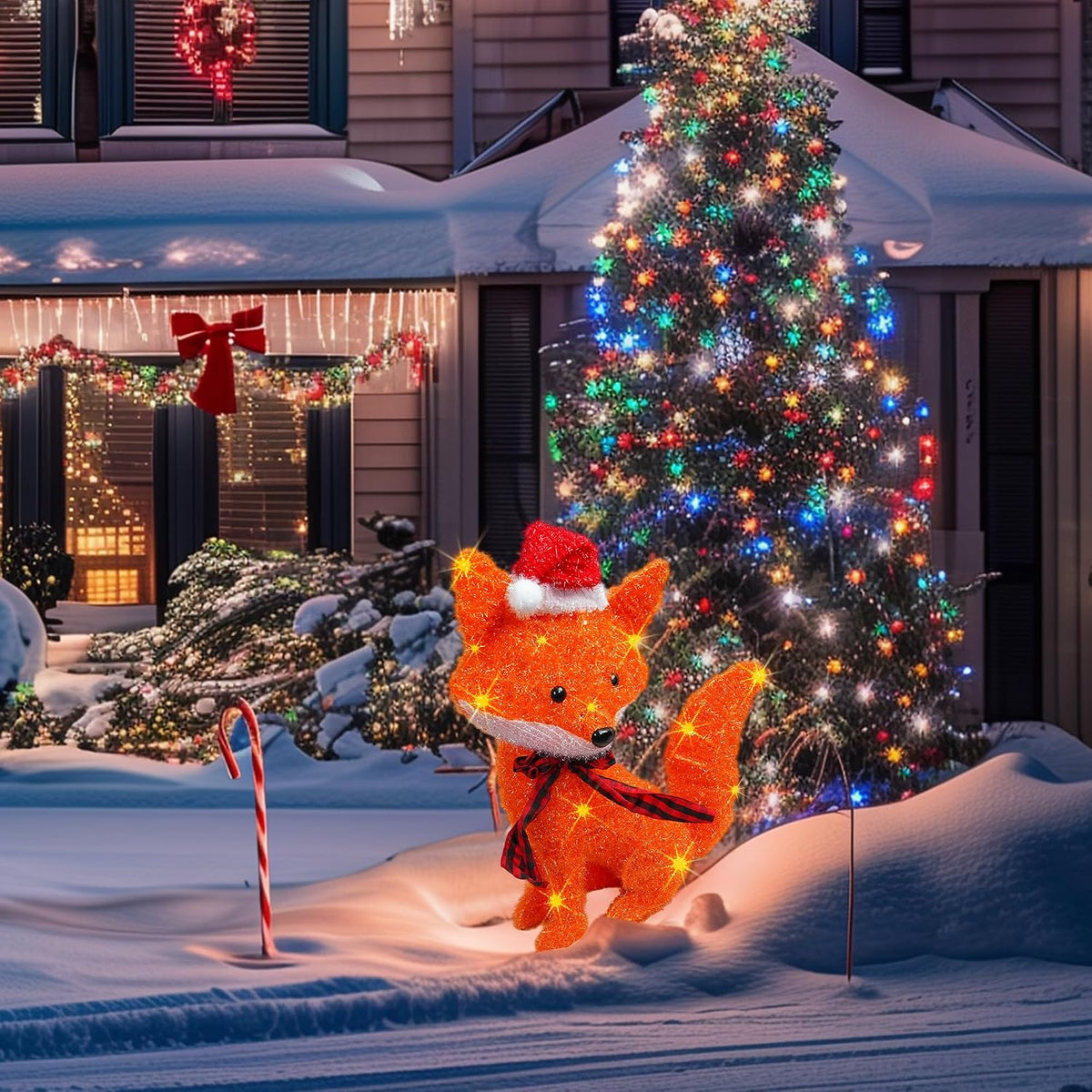 Dazzle Bright Zorro de Navidad iluminado 3D de 20 pulgadas, decorac...