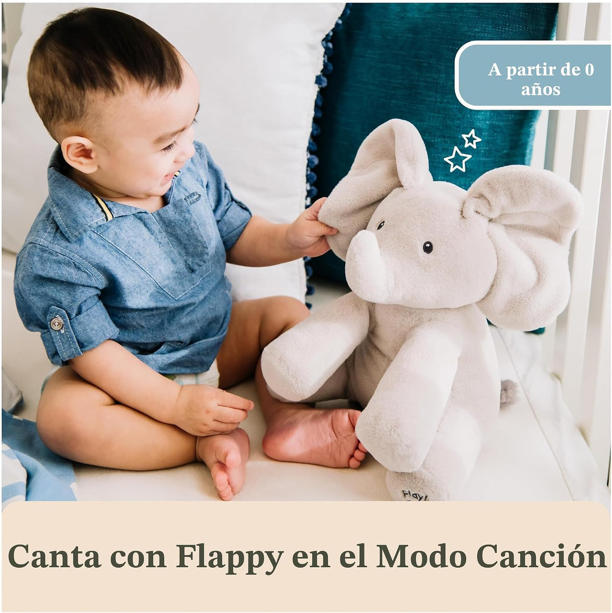 GUND Baby Flappy Elephant - Juguete musical animado interactivo de...