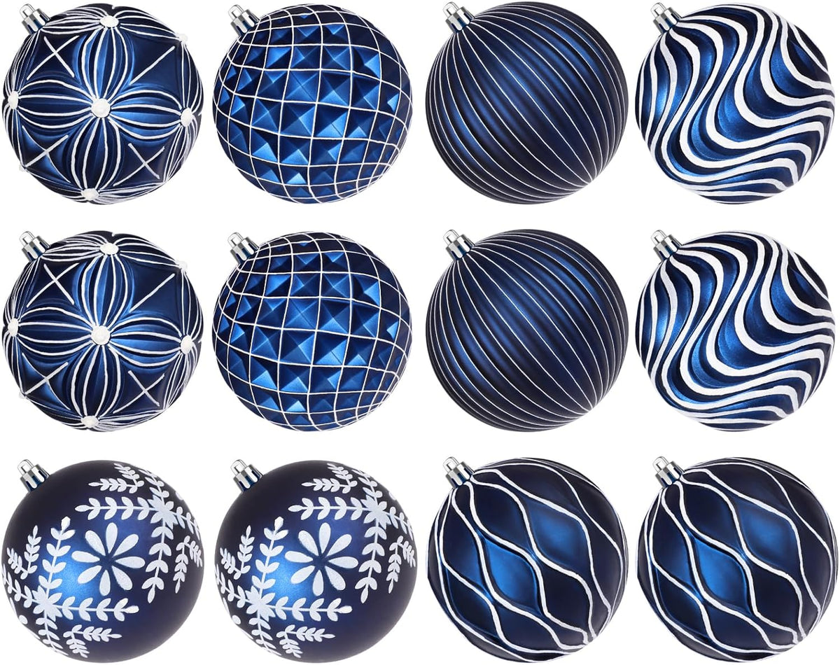Lanpn 12 bolas de Navidad grandes de 4 pulgadas, decoraciones colga...
