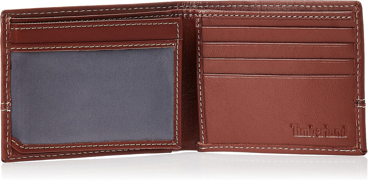 Timberland Billetera plegable de cuero para hombre, color coñac, ta...