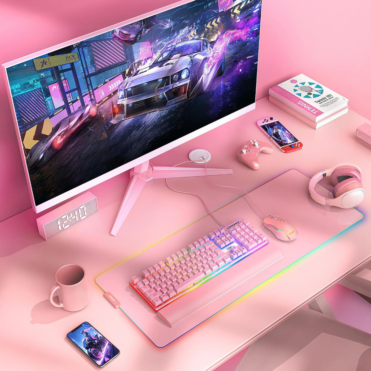 RedThunder K10 - Juego de teclado y mouse y reposamuñecas con cable...
