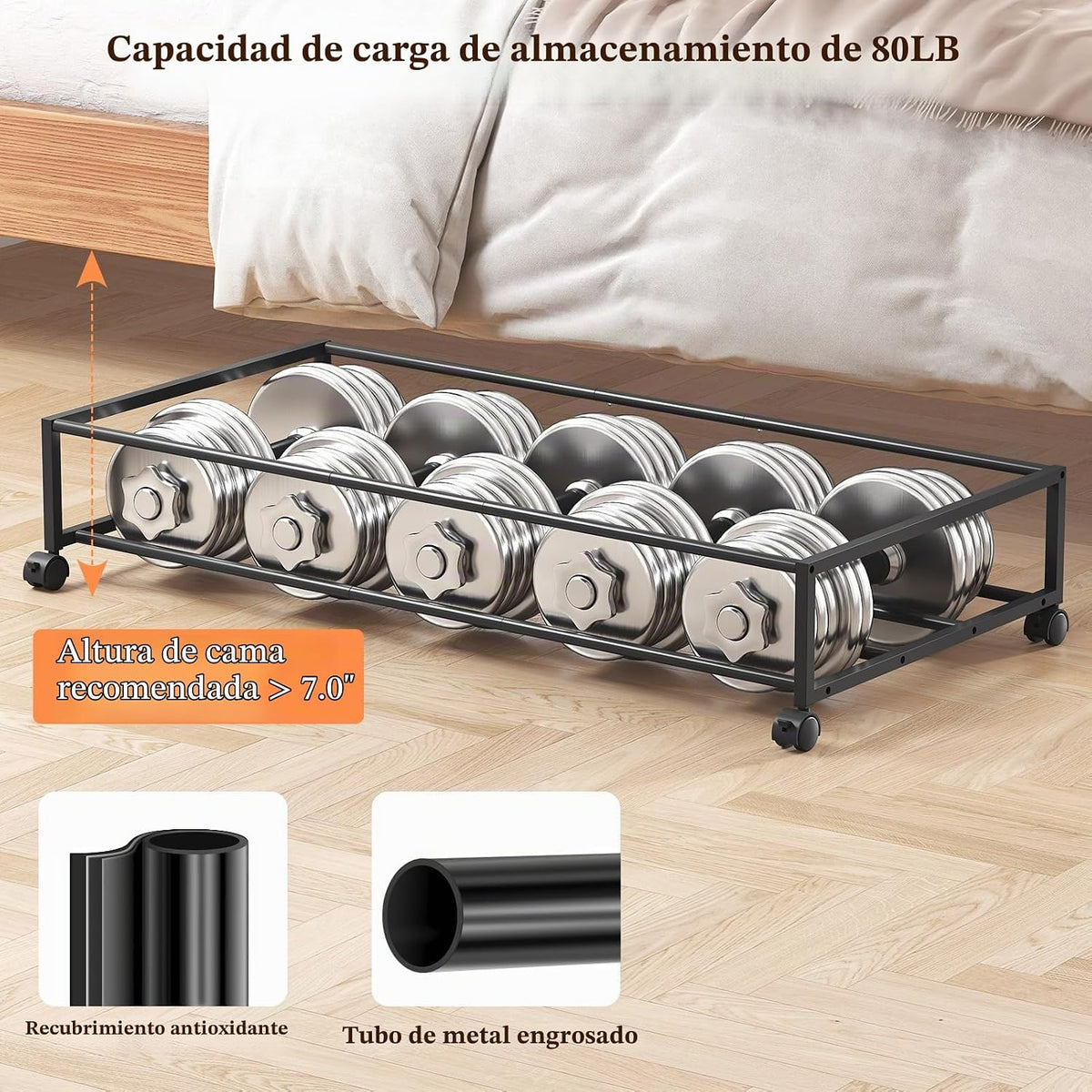 Yecaye Almacenamiento debajo de la cama de 85 L con ruedas, paquete...
