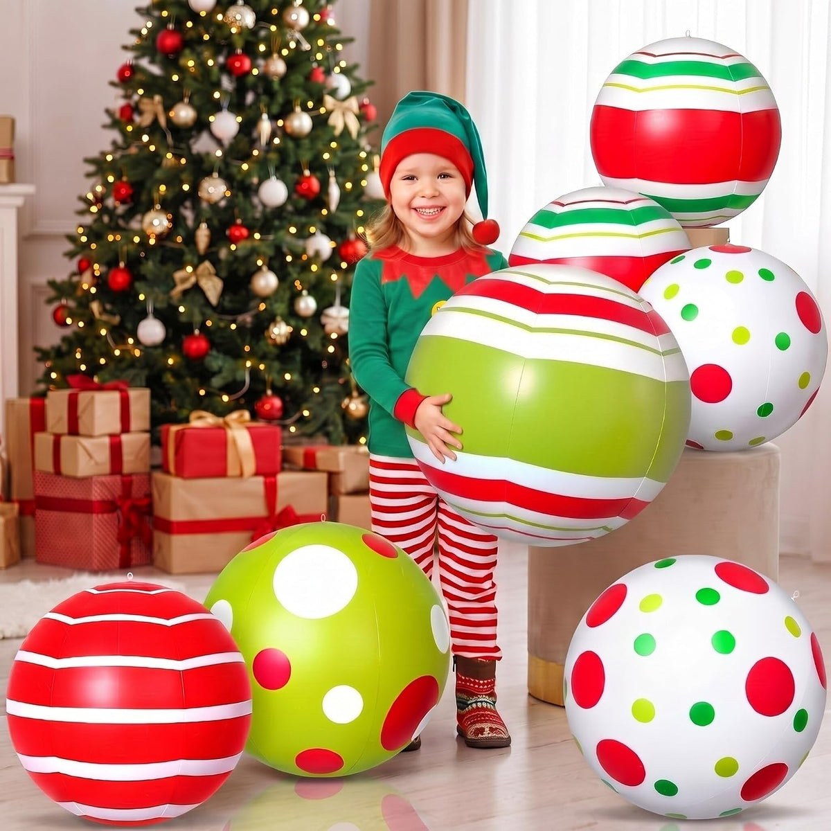 Jetec - 12 bolas inflables gigantes de Navidad de 24 pulgadas para...
