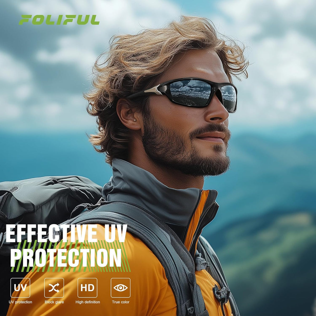 Foliful Paquete de 3 lentes de sol deportivos polarizados para homb...