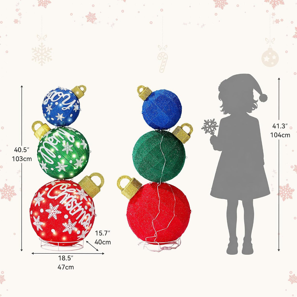 Bola iluminada de 40 pulgadas para decoración navideña al aire libr...