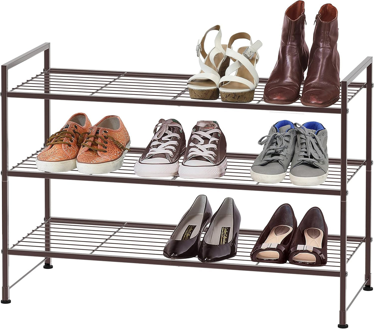 Simple Houseware Zapatero apilable de 3 niveles con rejilla, bronce...