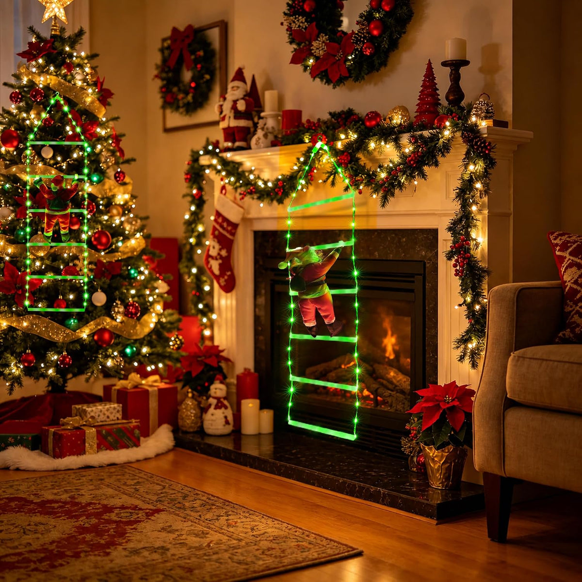Toodour Luz LED de Navidad, luces decorativas de escalera de Navida...