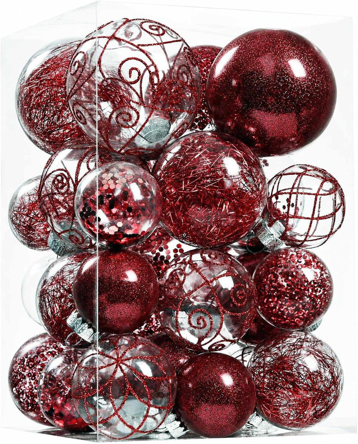 Wironlst Adornos de bolas de Navidad inastillables de plástico tran...