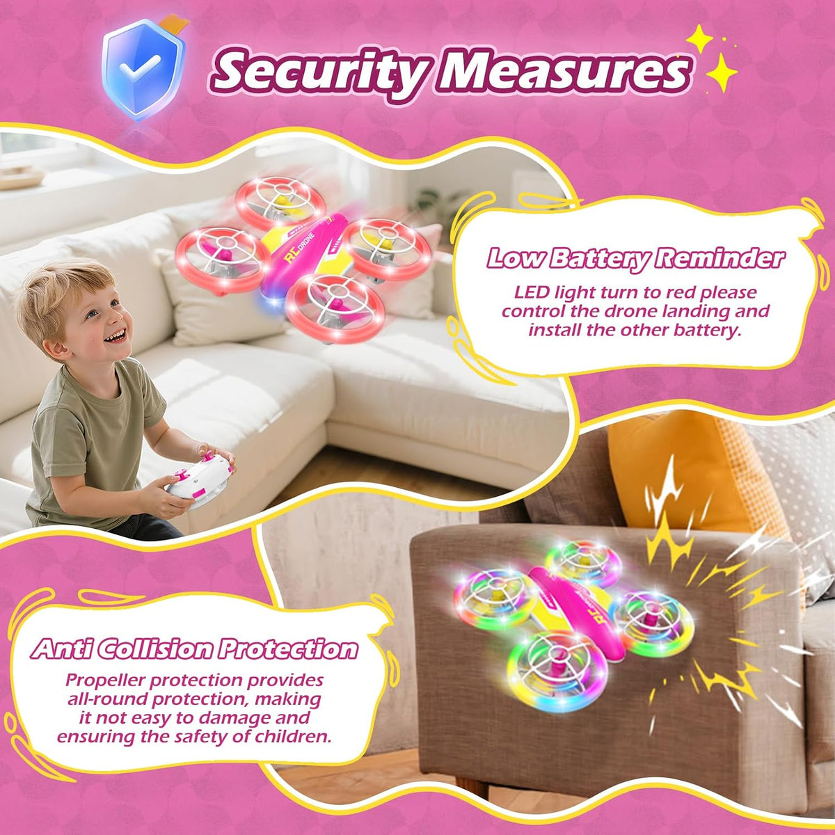 FUNPX - Dron LED RC para niñas, regalo de cumpleaños de Navidad par...