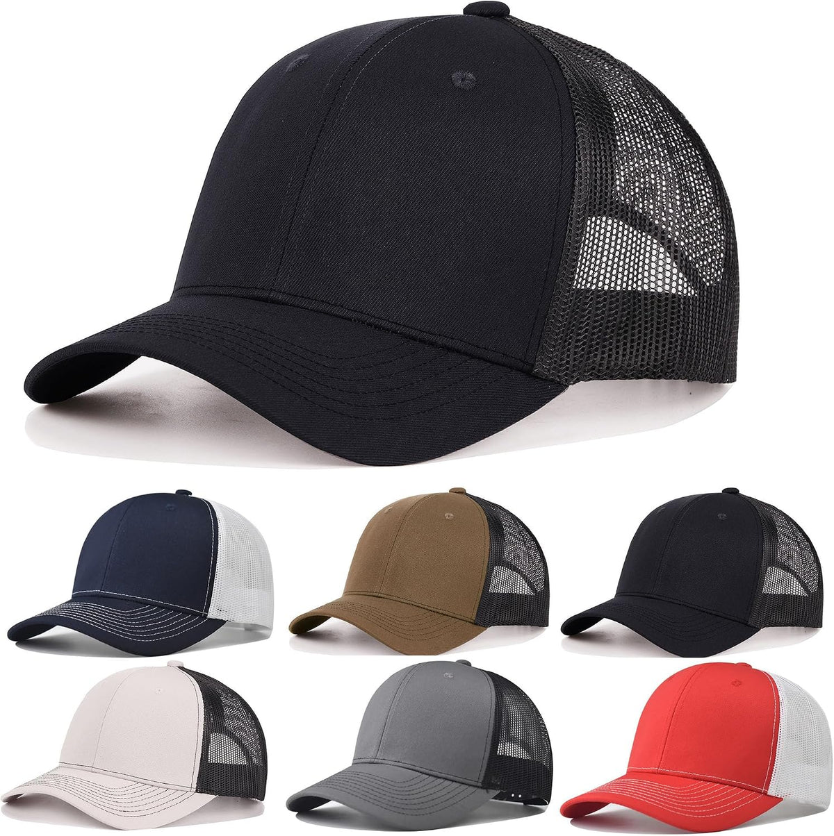 Paquete de 6 gorras de béisbol unisex de algodón lavado vintage, su...